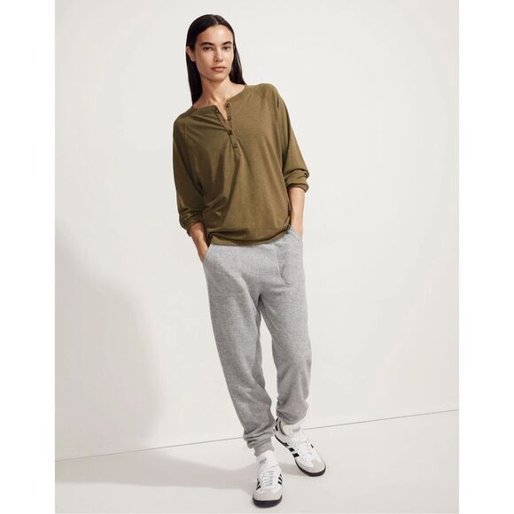 Madewell MWL Henley Long-Sleeve Tee in Kale Size Large - Picture 1 of 9